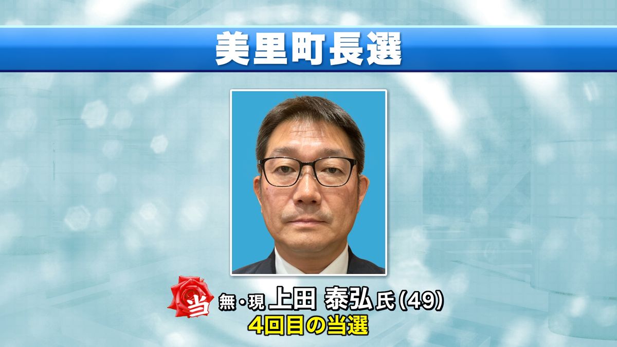 美里町長選 現職の上田泰弘氏が無投票で4回目の当選