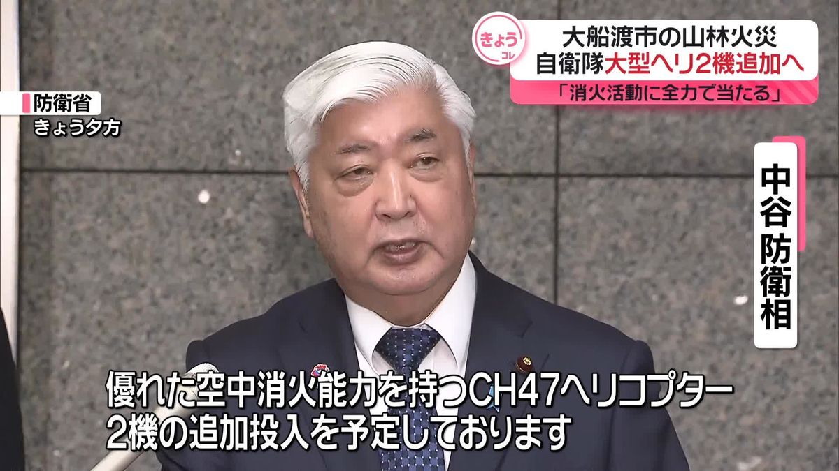 岩手・大船渡の大規模山林火災　大型ヘリ2機を追加であすから出動へ