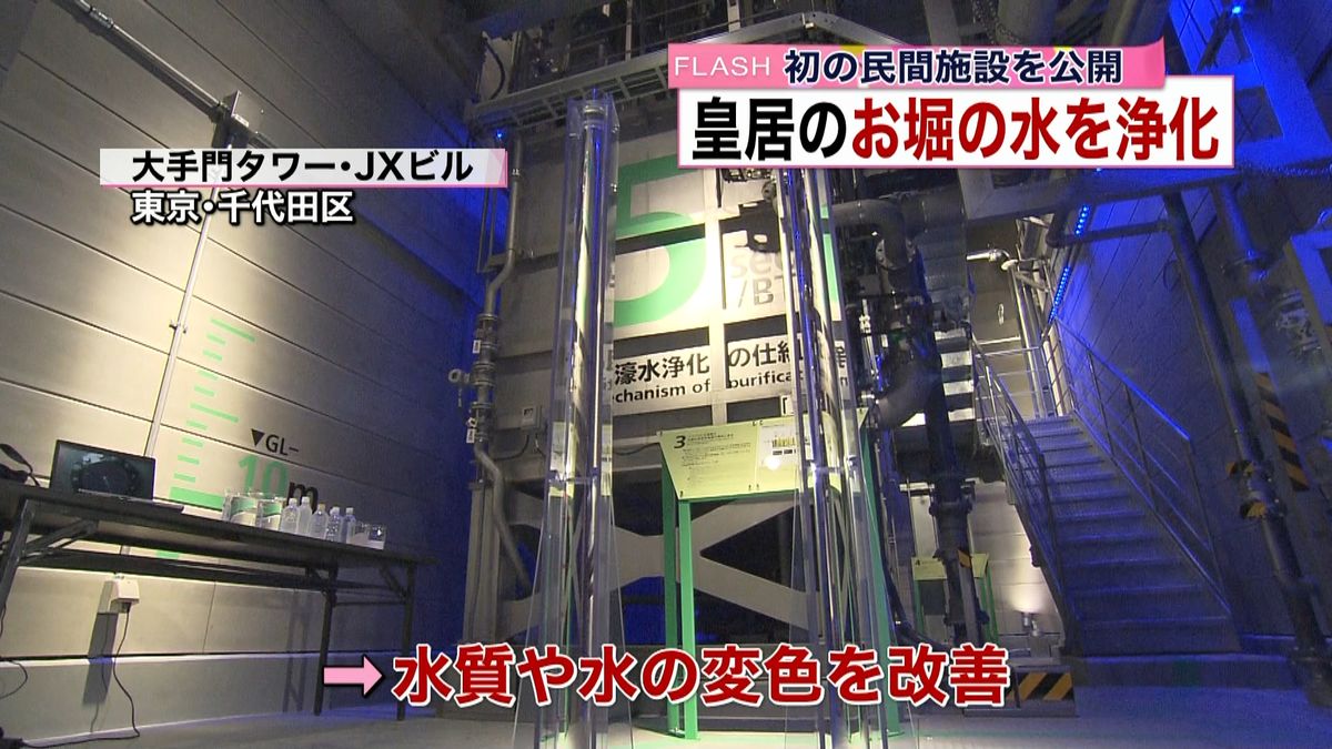 皇居のお堀の水を浄化　初の民間施設を公開