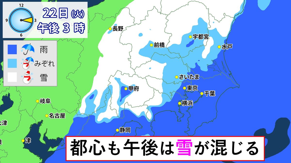 関東は冷たい雨や雪　山沿いは大雪のおそれ