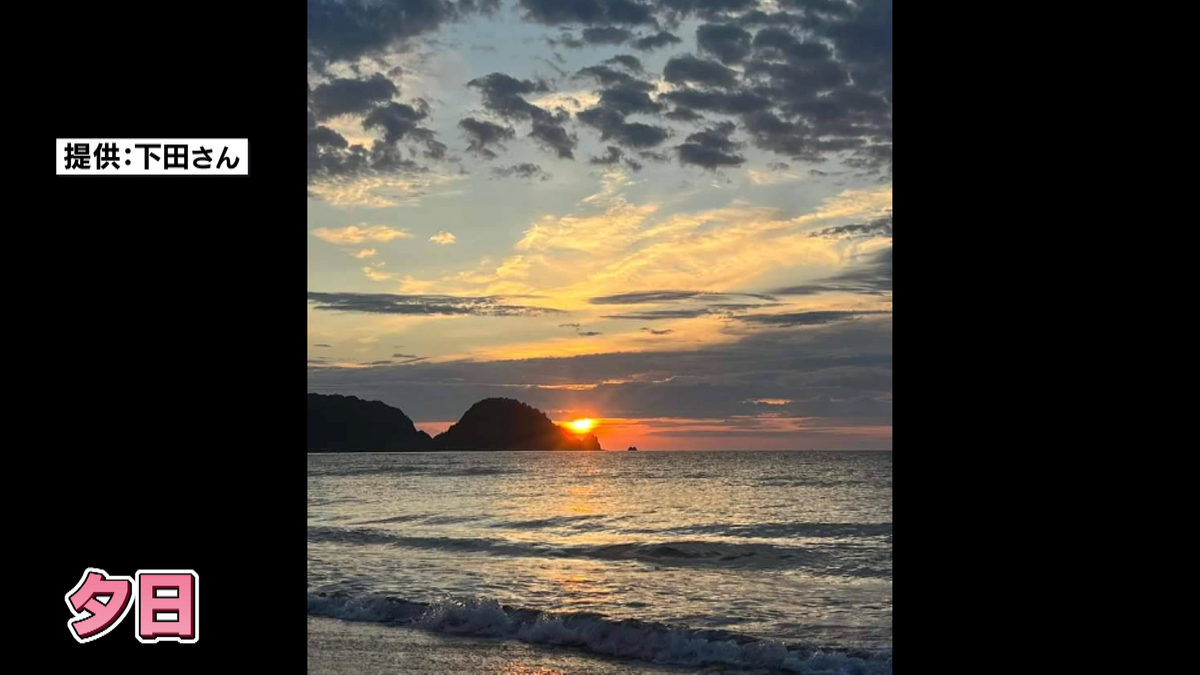 砂浜からみた夕日