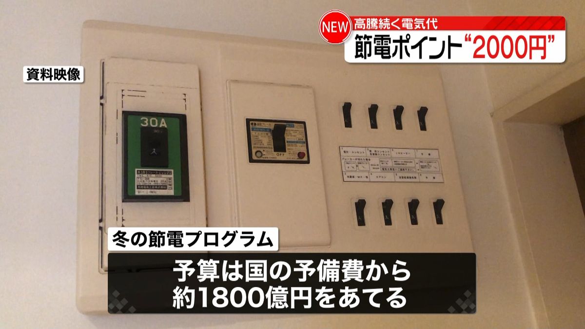 高騰続く電気代　節電ポイント“2000円”支援策概要