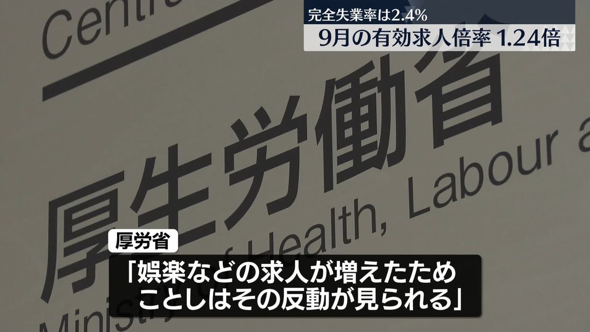 9月の有効求人倍率1.24倍　前月より0.01ポイント上昇