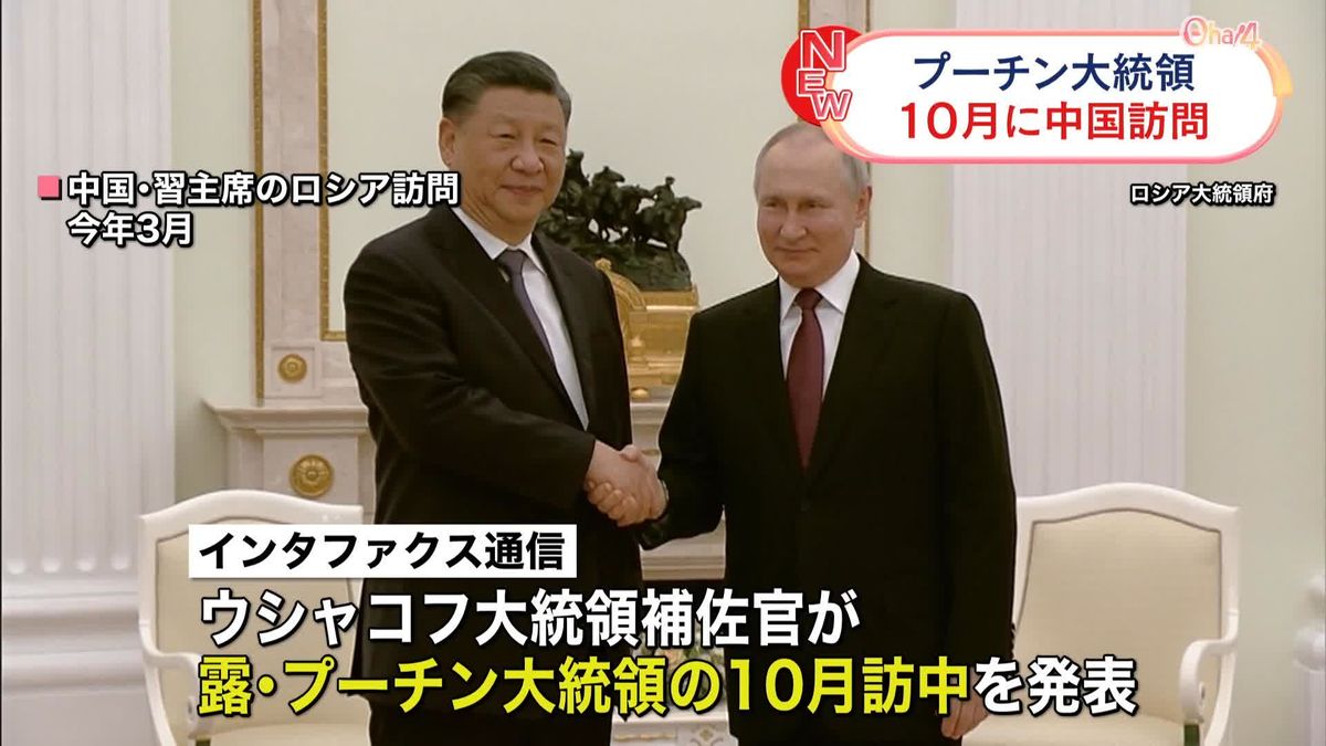 プーチン大統領、10月に中国を公式訪問へ