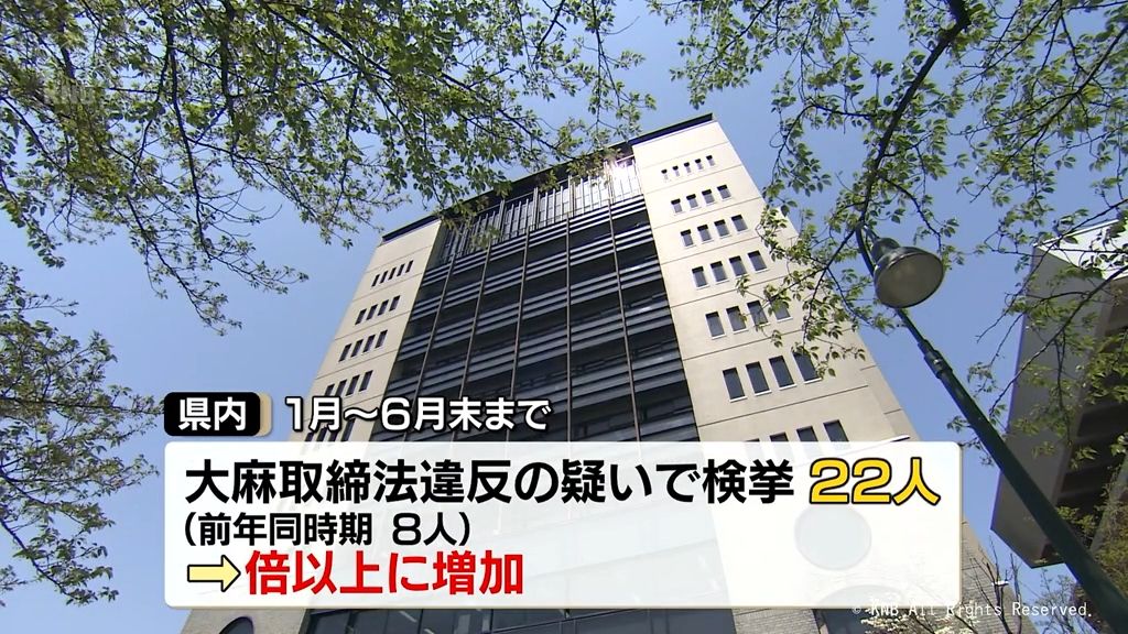 前年の同じ時期に比べ大幅増…富山県内　大麻をめぐる検挙者数は２２人