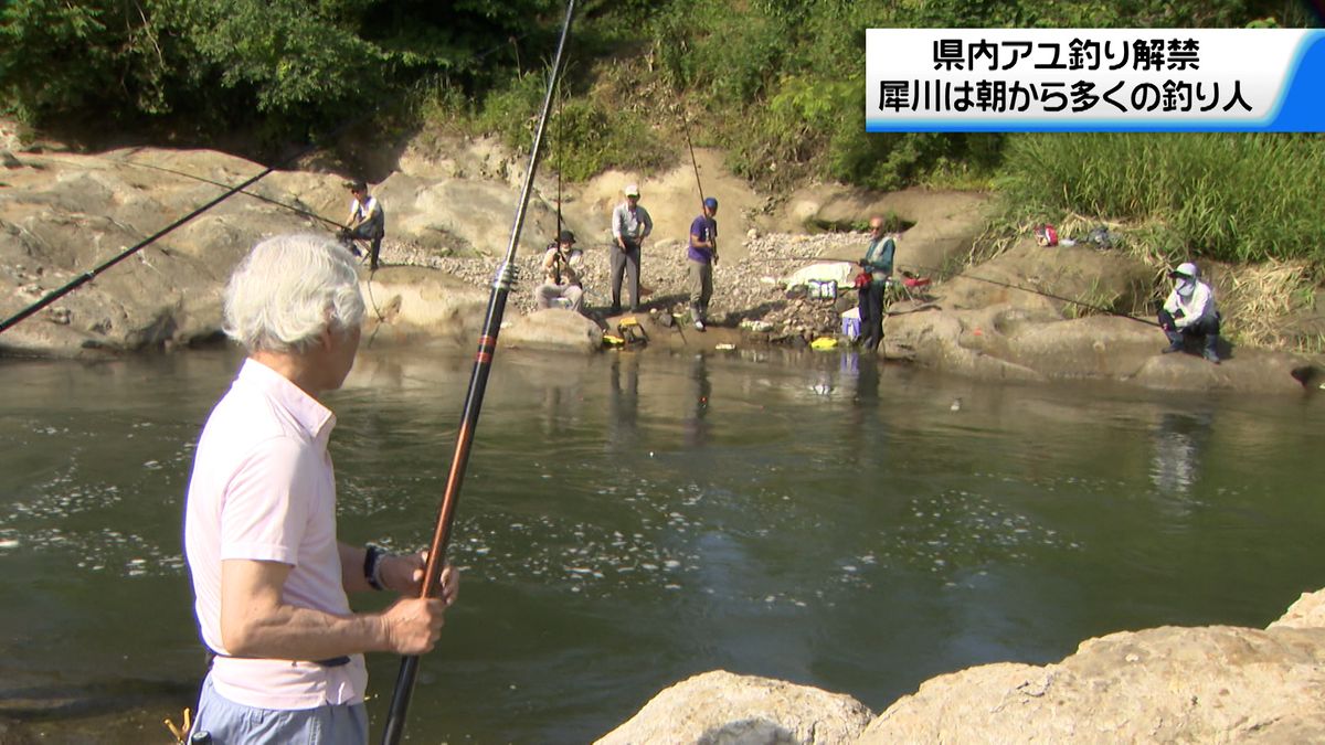石川県アユ釣り解禁　金沢市の犀川　多くの釣り人集まる