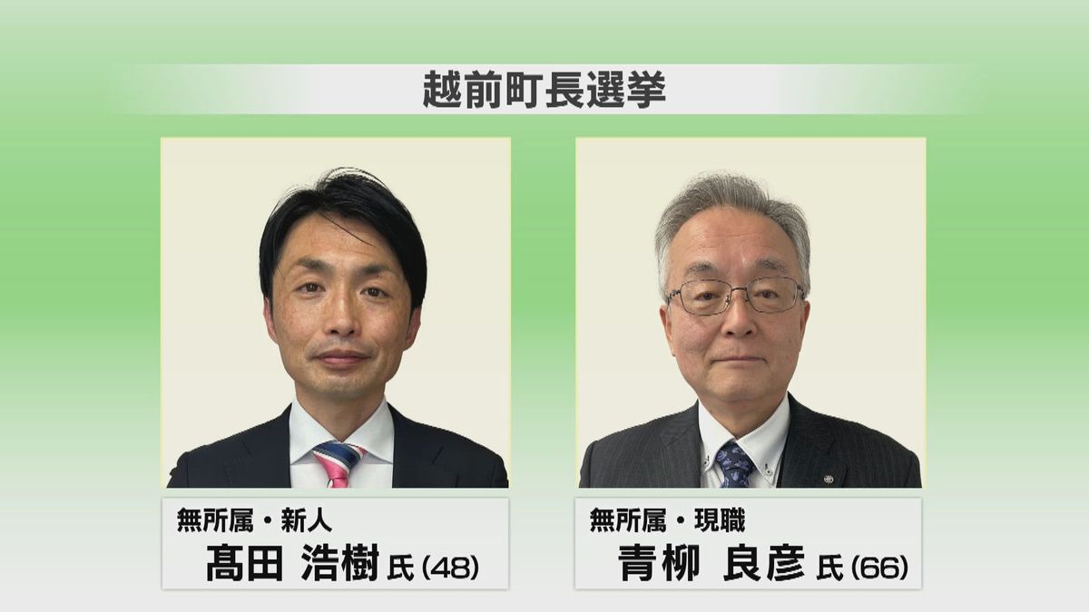 現職と新人の一騎打ちに　越前町長選挙　5日間の選挙戦スタート　3月2日投開票