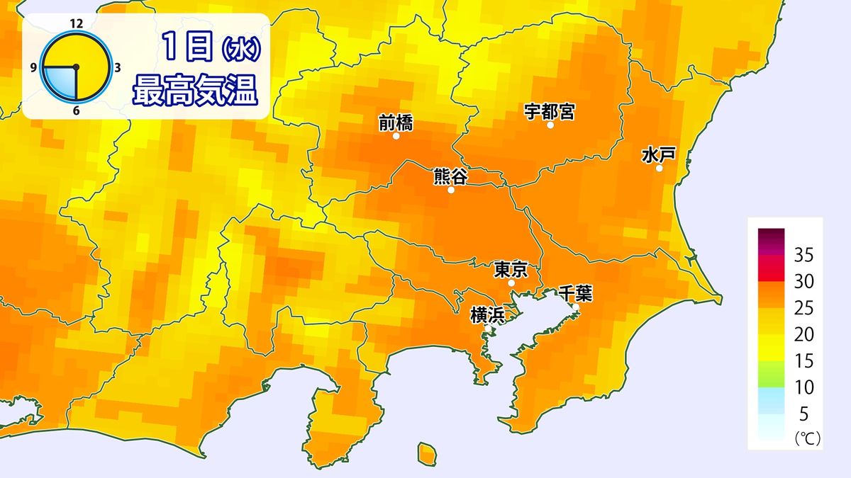 6月1日の最高気温の分布