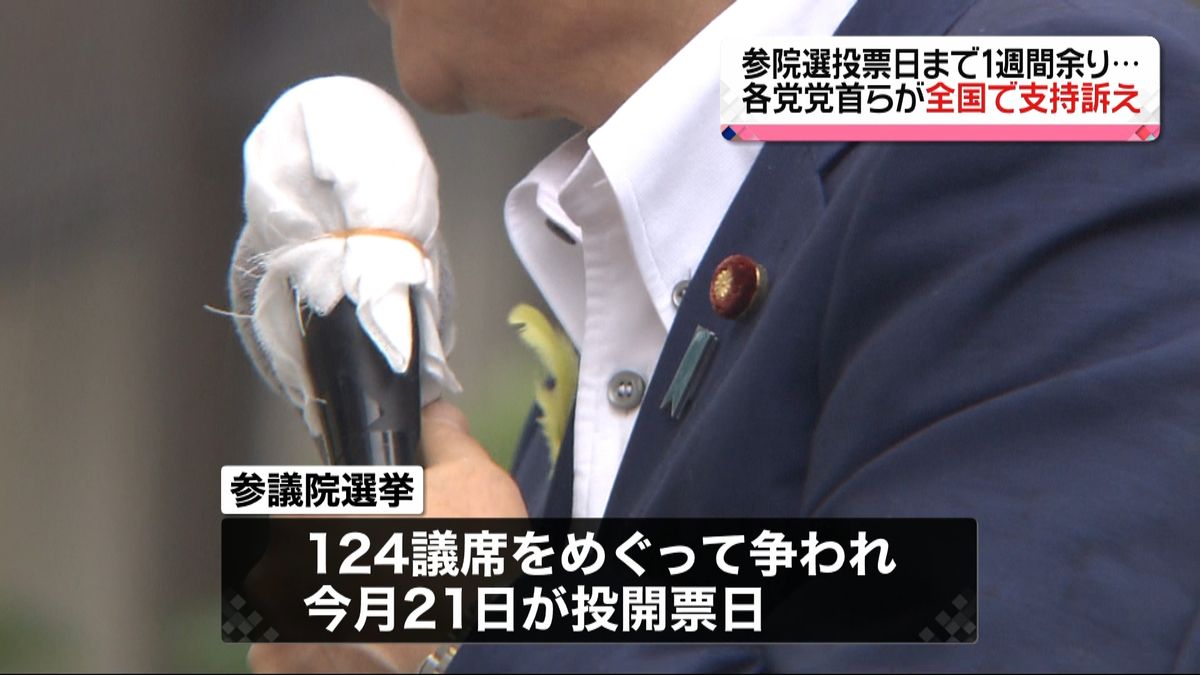 参院選　１週間余り…各党党首らが支持訴え