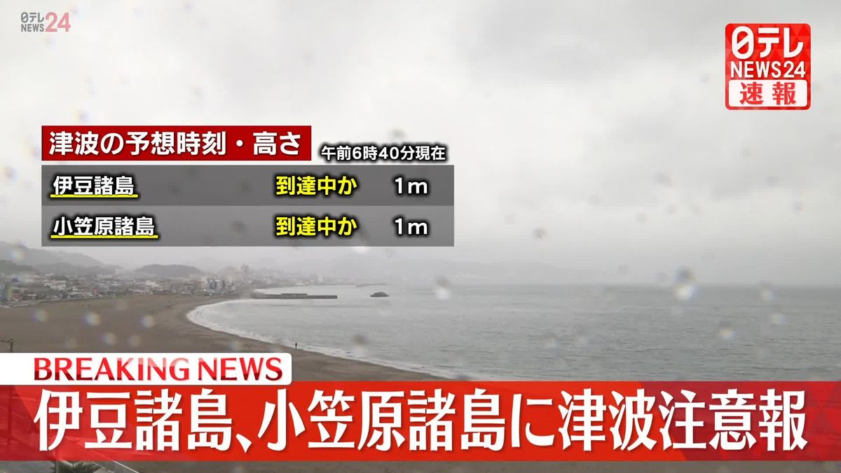 伊豆諸島、小笠原諸島に津波注意報　八丈島・八重根、午前6時25分に0.4メートル