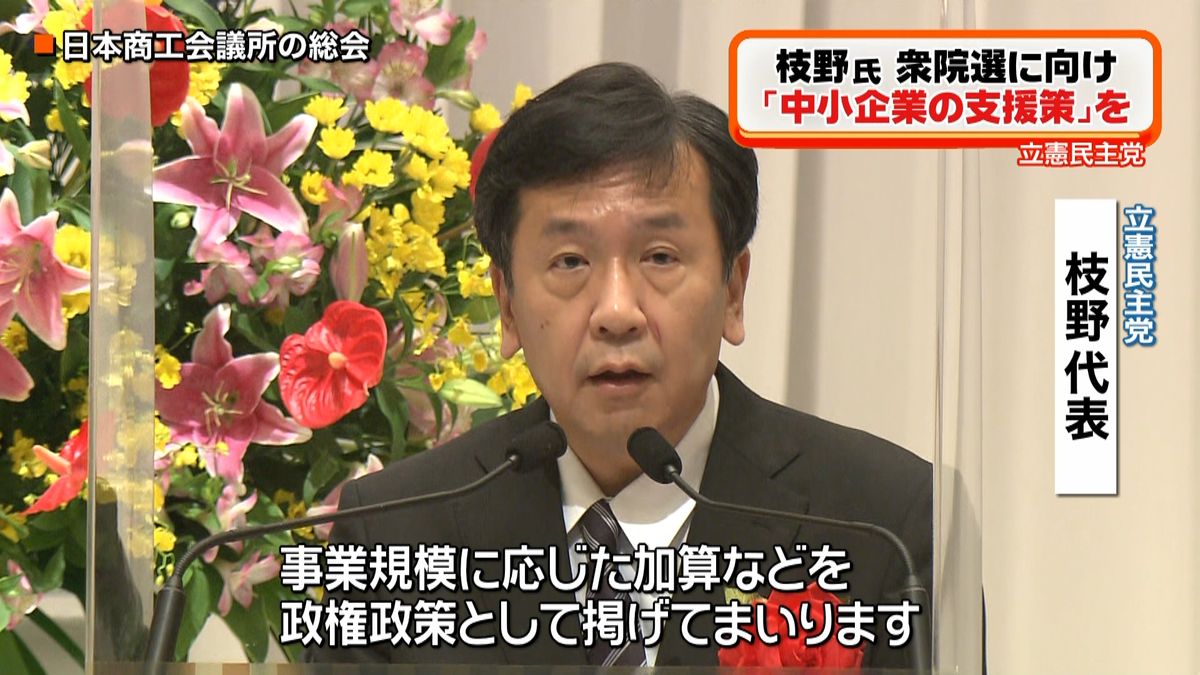 立憲・枝野氏　中小企業の支援策を訴え