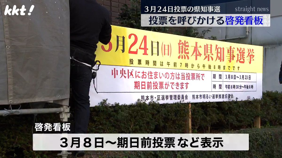 熊本県知事選 投票を呼びかける啓発看板を設置 熊本市選管