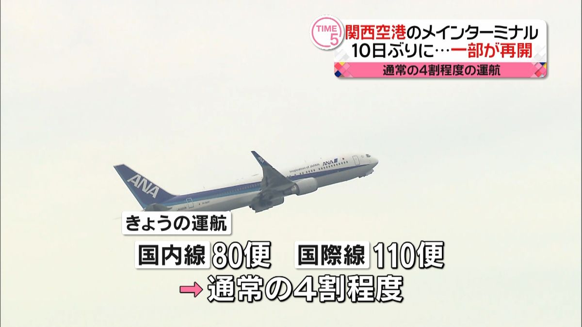 関空　国内線８０便・国際線１１０便運航へ