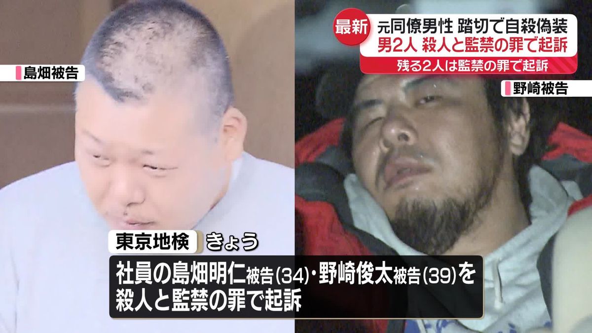 【速報】踏切で自殺装い男性を“殺害” 元同僚2人を殺人罪と監禁罪で起訴　社長ら2人の殺人容疑は継続捜査　東京地検