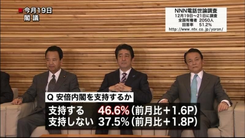 安倍内閣支持率４６．６％～ＮＮＮ世論調査