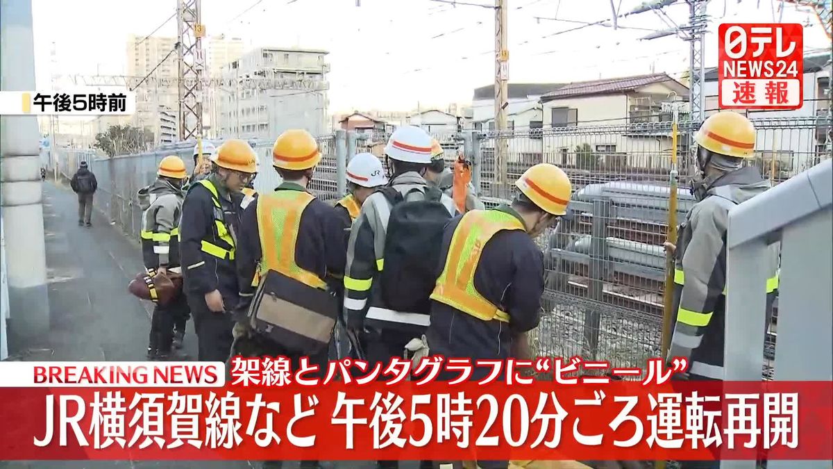 JR横須賀線と湘南新宿ライン、運転再開　“ビニール”撤去完了