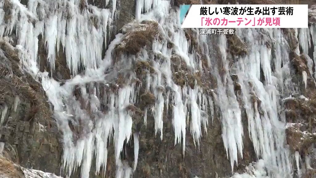 最強寒波で大きくなりました…名物の“氷のカーテン”今が見ごろ！　青森県深浦町