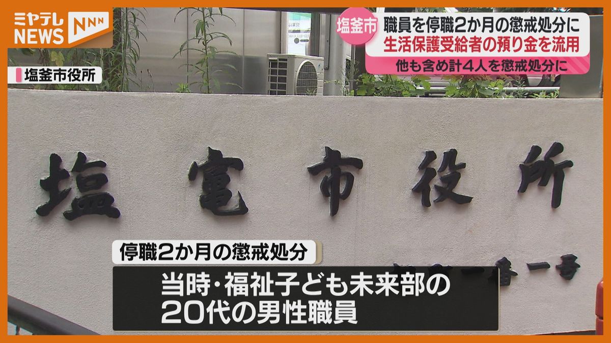 ＜懲戒処分＞塩釜市の職員（20代）を『停職2か月』　生活保護受給者から預かった現金を不適切に流用（宮城）