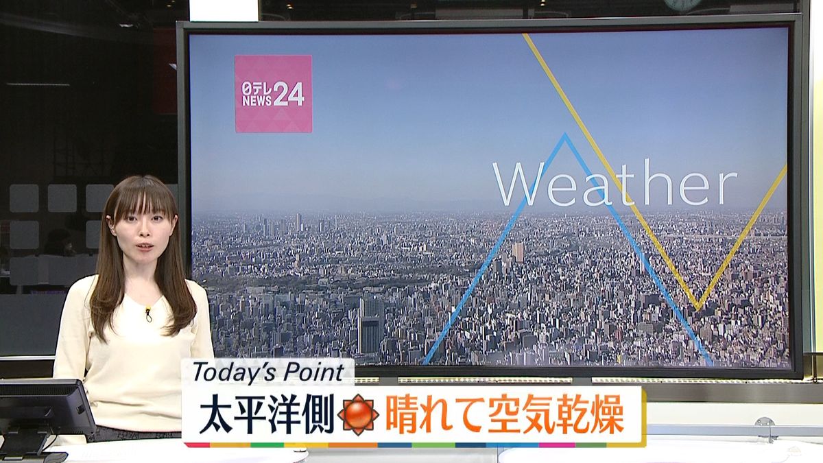 【天気】関東～西日本は広く晴れ　空気乾燥