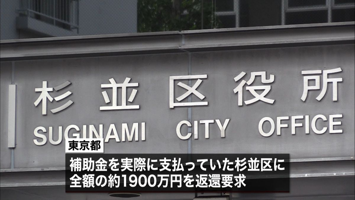 杉並区の商店街が補助金不正受給　返還要求