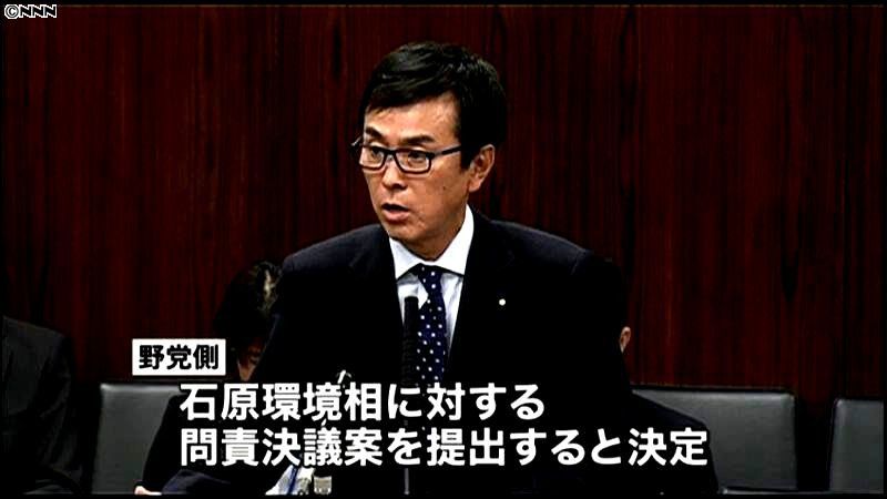 「金目」発言、野党が石原氏への問責提出へ