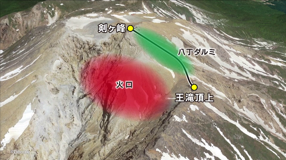 噴火当時に亮太さんがいた登山道「八丁ダルミ」