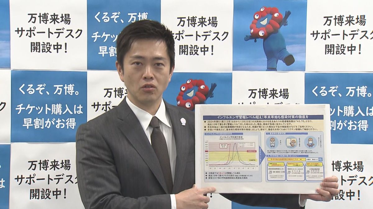 【速報】大阪府　インフルエンザ5年ぶりに“警報レベル”　吉村知事が感染拡大防止呼びかけ　12月に入り急増…先週から2倍以上に