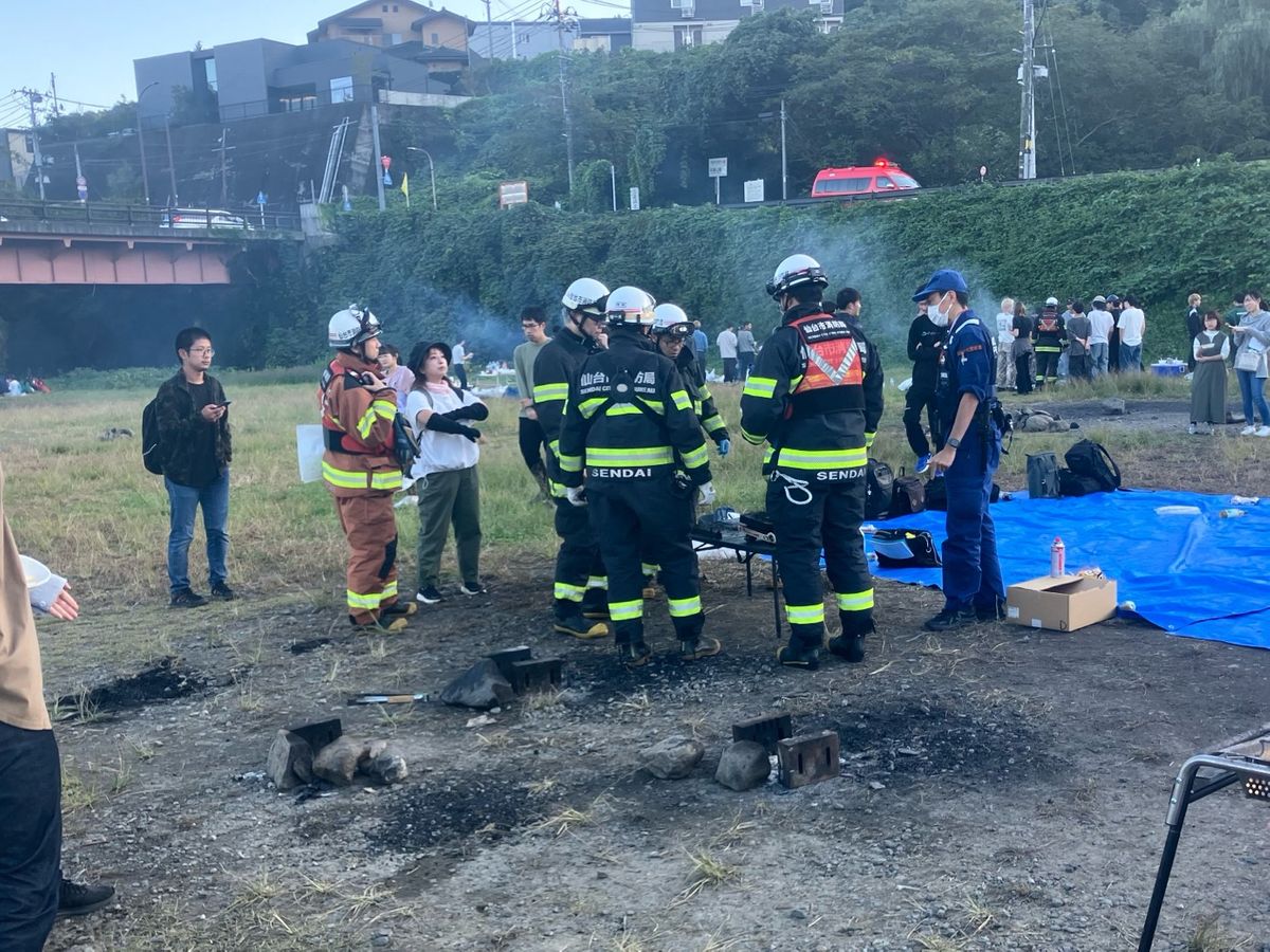 バーベキュー中にガスボンベ爆発5人けが 宮城・仙台市