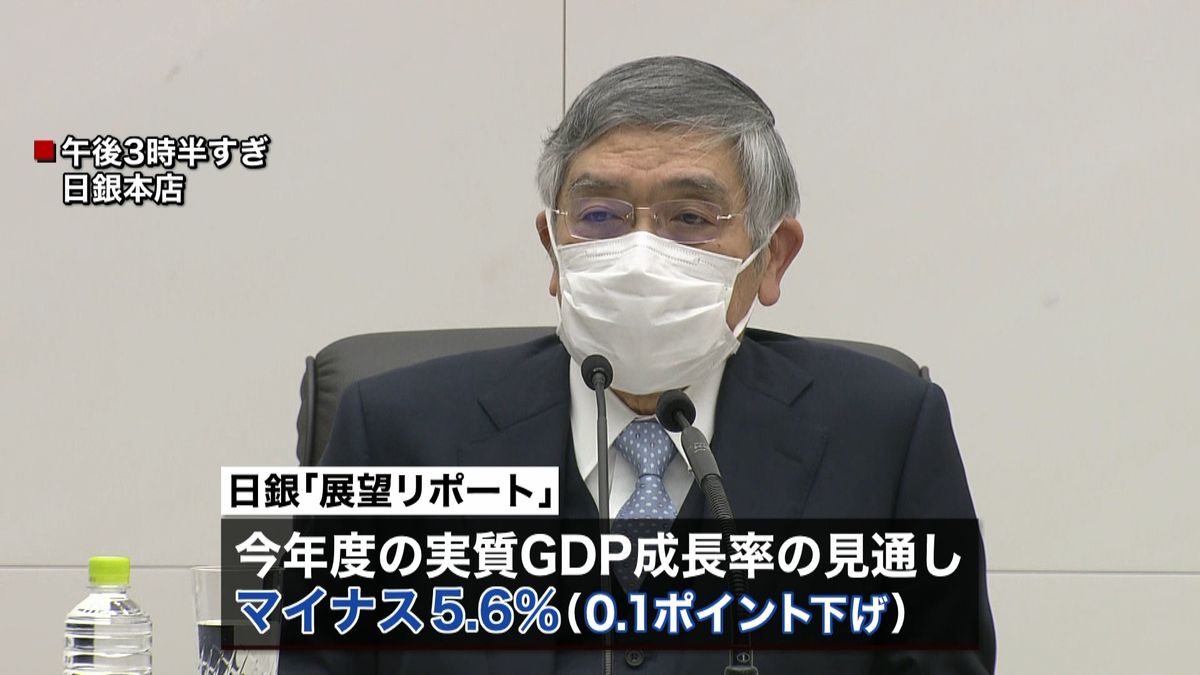 日銀　今年度の実質ＧＤＰ成長率見通し↓