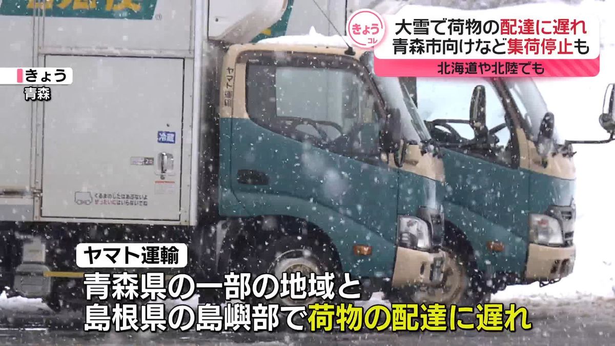 大雪で荷物の配達に遅れ　青森市向けなど集荷停止も　北海道や北陸でも