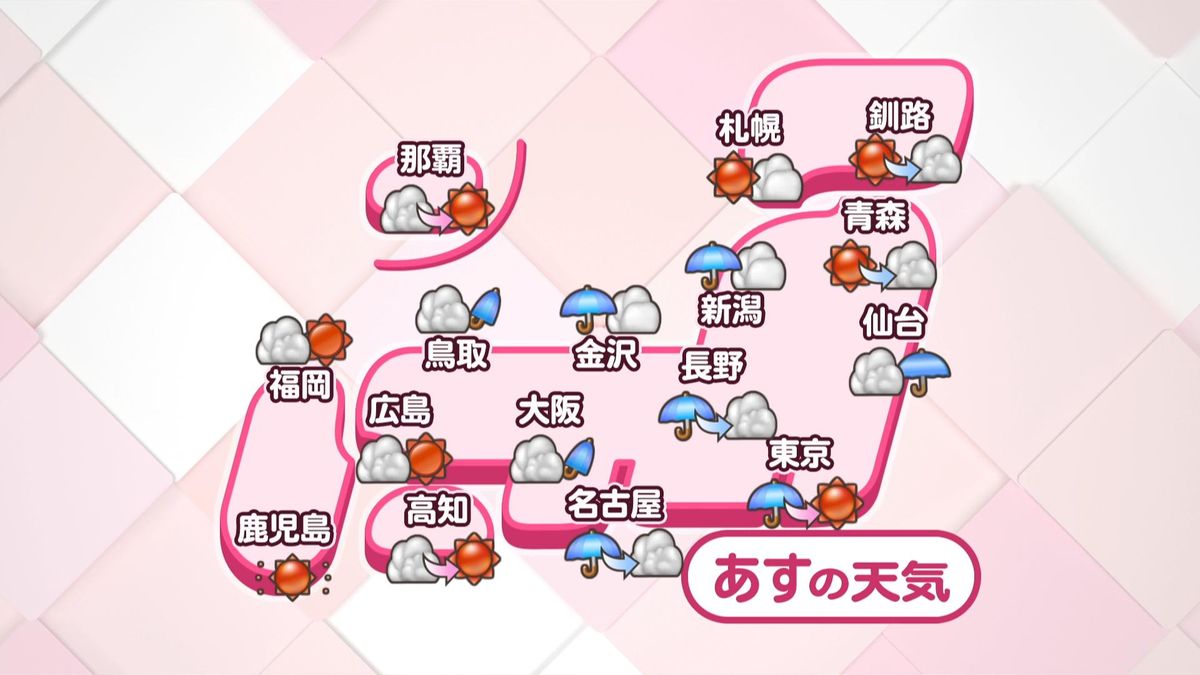【天気】あす四国や近畿、次第に日差し戻る　東海は朝まで、関東は昼頃にかけ雨
