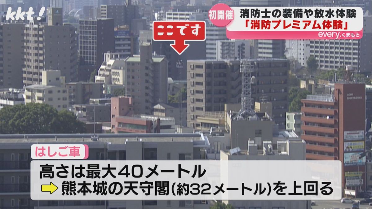 高さ40メートルまで上ったはしご車