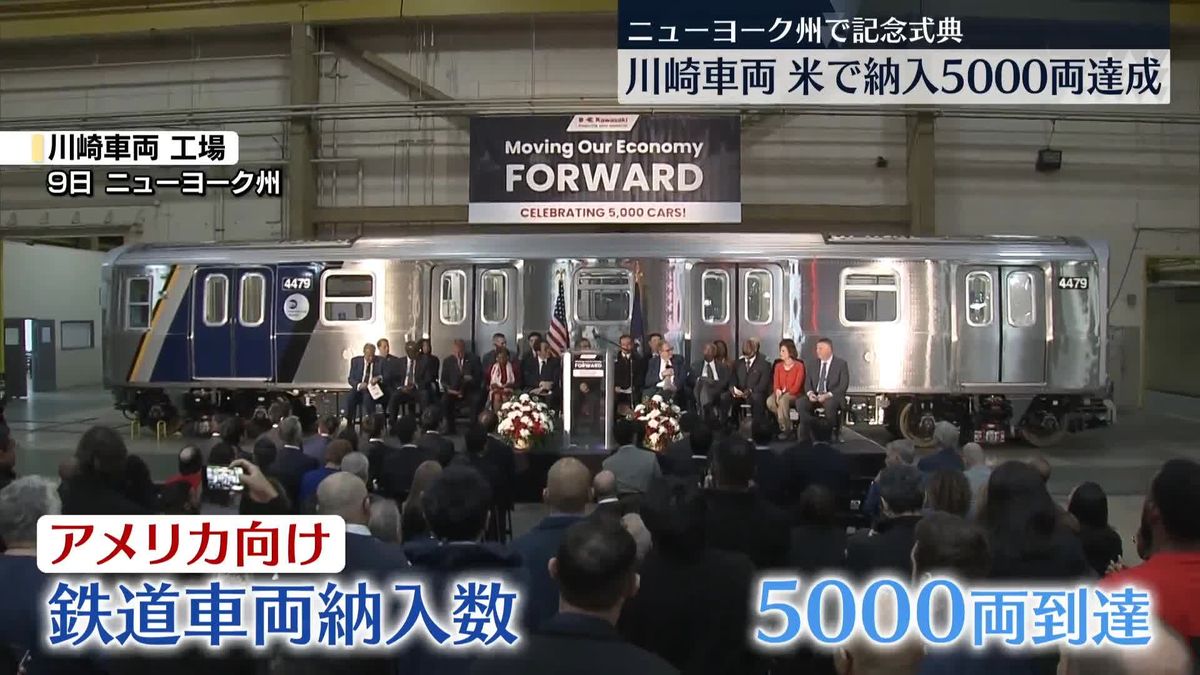 川崎車両　米での鉄道車両納入5000両達成で式典