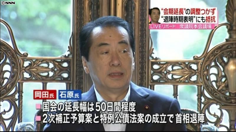 会期延長の調整つかず　退陣時期も依然不明