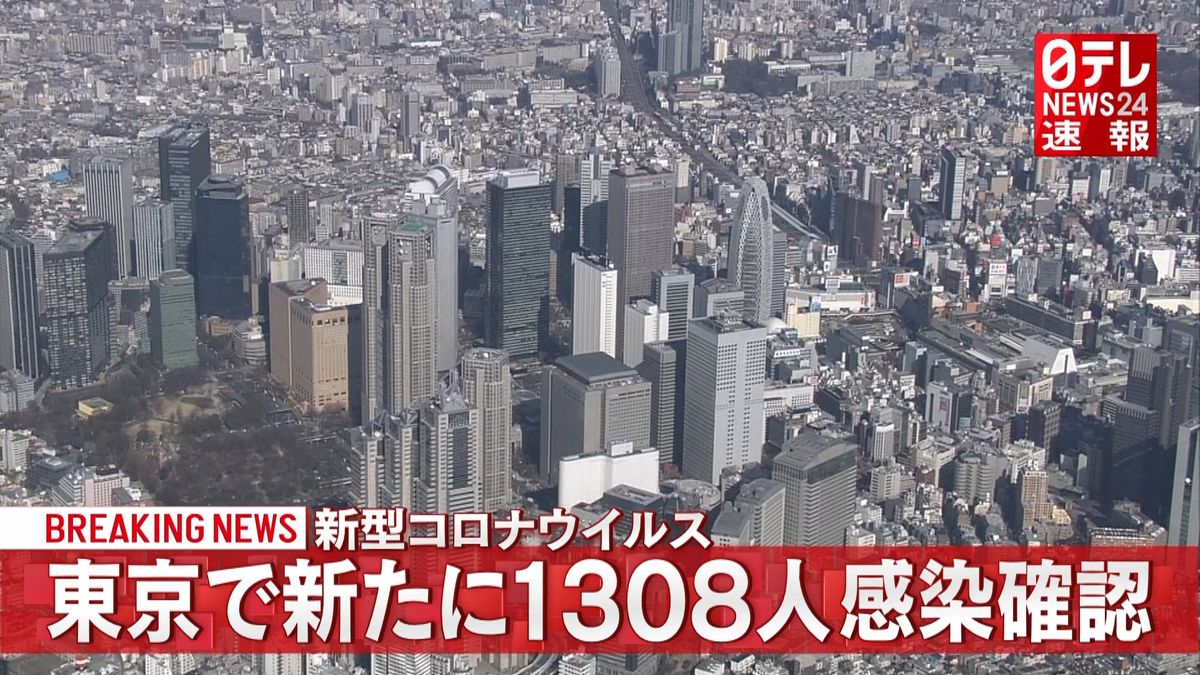 東京都で新たに１３０８人コロナ感染を確認