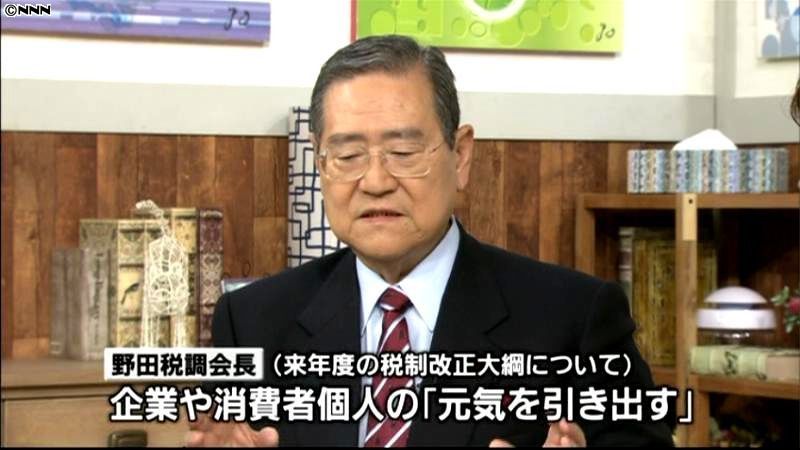 野田税調会長「企業減税措置で景気浮揚を」