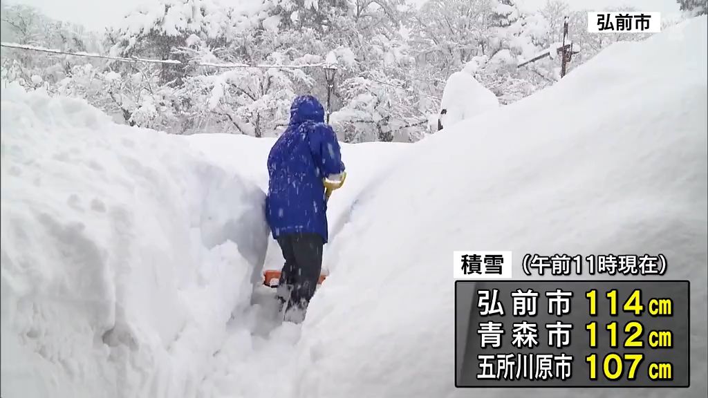 【豪雪】青森県弘前市の積雪　1月の観測史上最大“114センチ”に