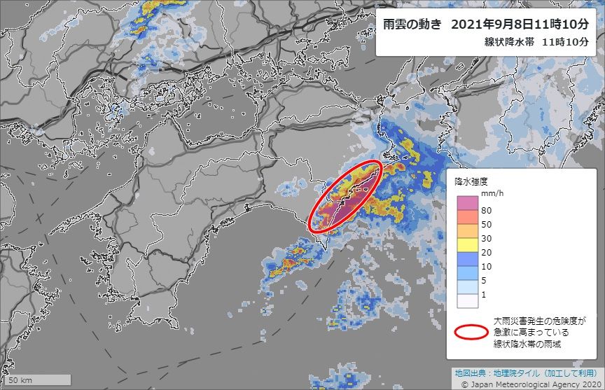 徳島県南部「線状降水帯」発生　厳重警戒を