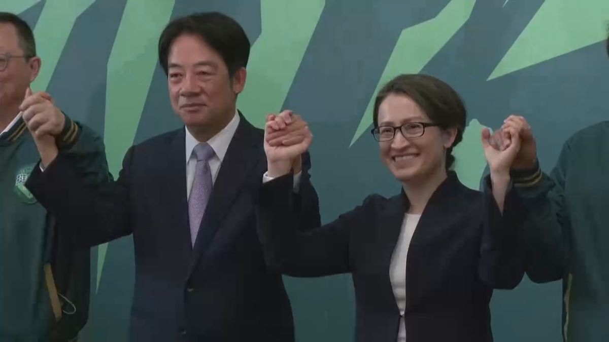 蕭美琴氏（右）を副総統候補に指名した民進党・頼清徳候補（CTI）