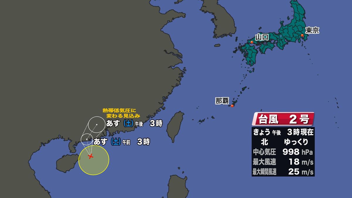 台風2号進路図