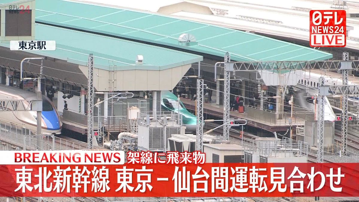 東北新幹線　東京─仙台で上下線とも運転見合わせ　架線に飛来物