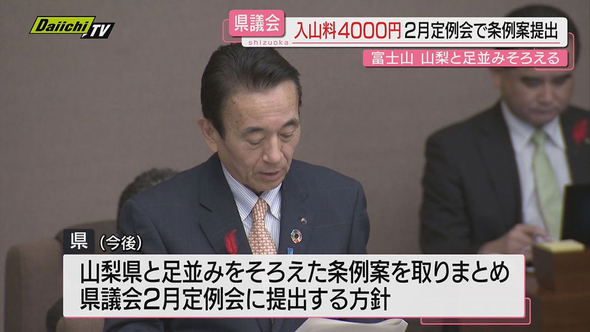 【富士登山規制】来夏導入目指す入山料…県は４０００円軸に調整し２月議会で条例案提出の方針明らかに(静岡県議会)