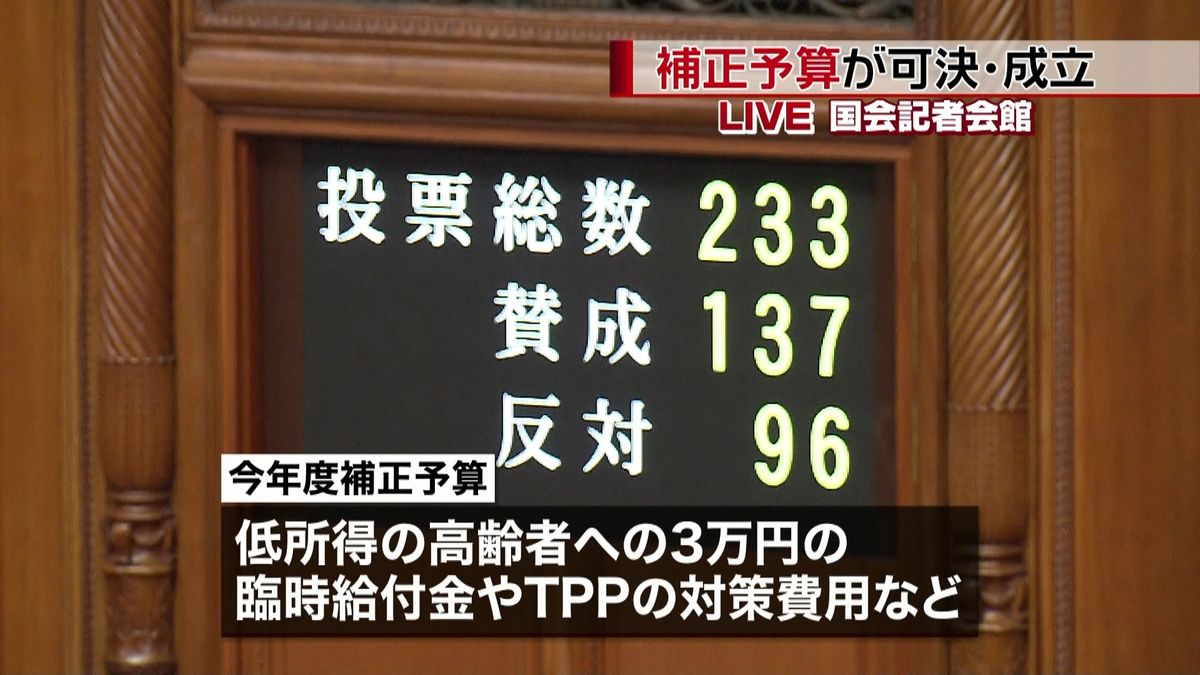 総額約３兆３千億円　補正予算が可決・成立