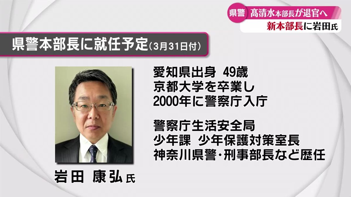 高知県警本部長 3月31日付で警察庁・長官官房参事官の岩田康弘氏が就任へ【高知】