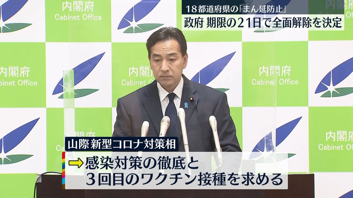 山際大臣「制限ない期間を長く続けられるよう感染対策を」“重点措置”全面解除を正式決定