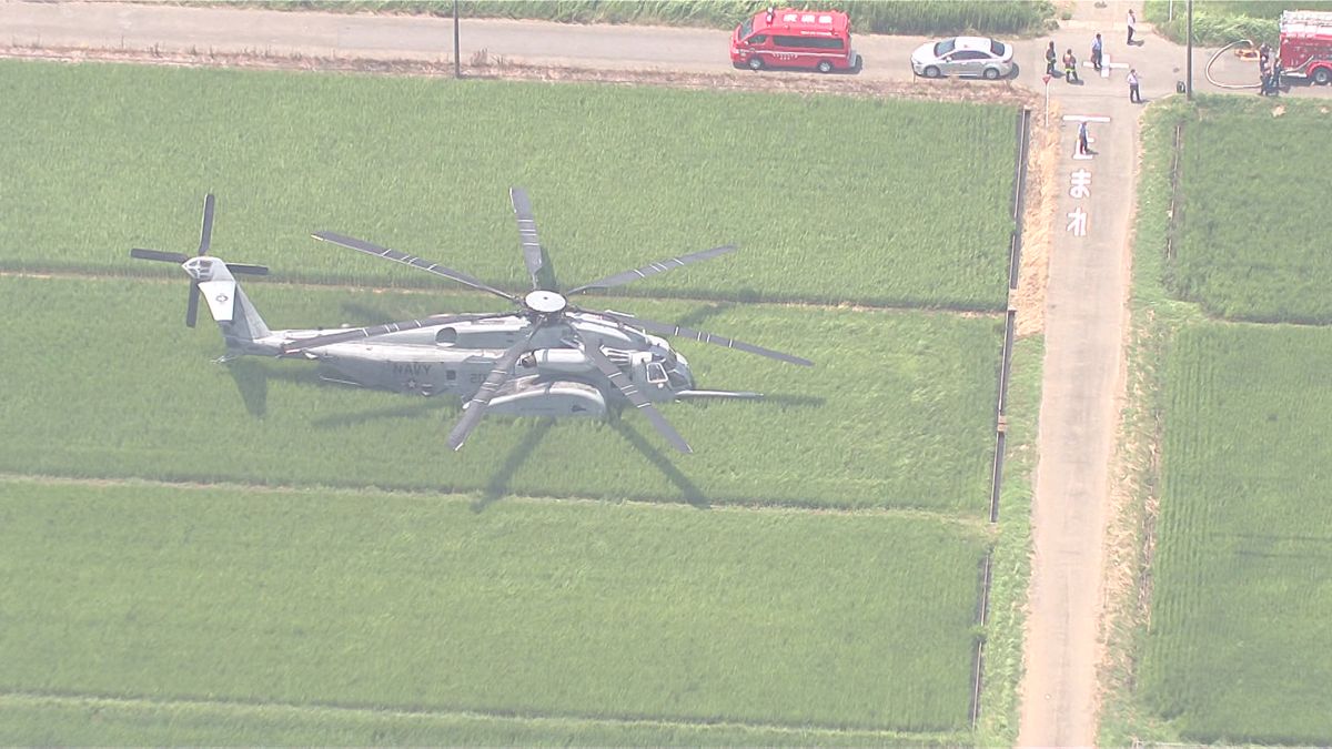 【速報】田んぼに米軍のヘリコプターが不時着　神奈川・海老名市