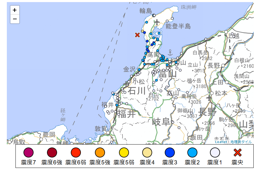 【地震速報】志賀町で震度4　震源は能登半島沖　津波の心配なし　福井市と坂井市で震度2　