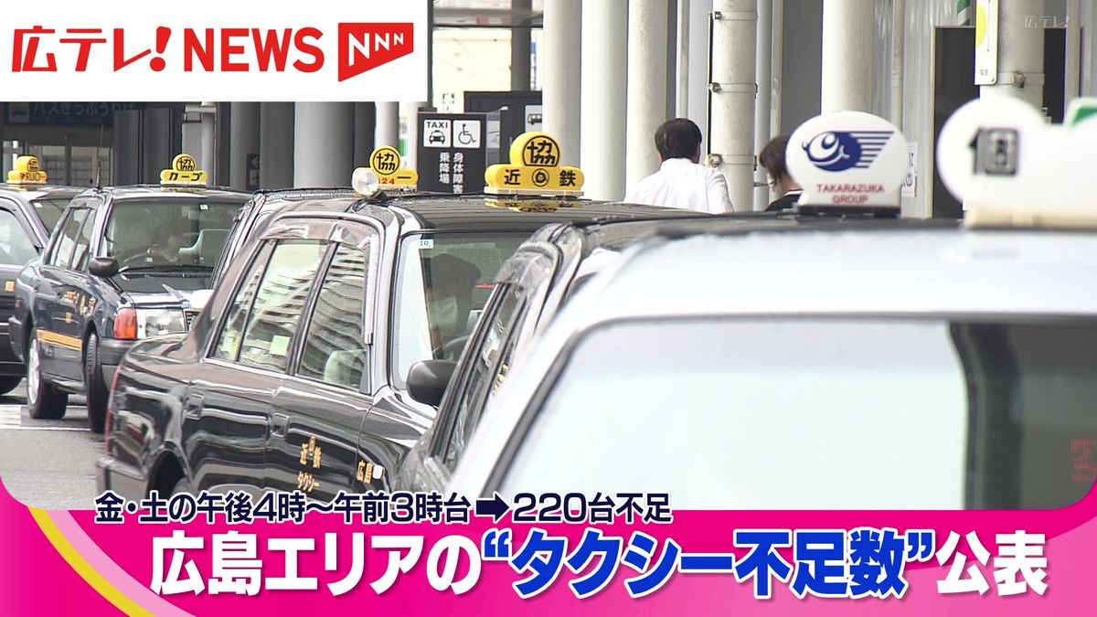 広島エリアのタクシーの不足車両数は220台　不足数もとにライドシェアを順次許可へ　国土交通省