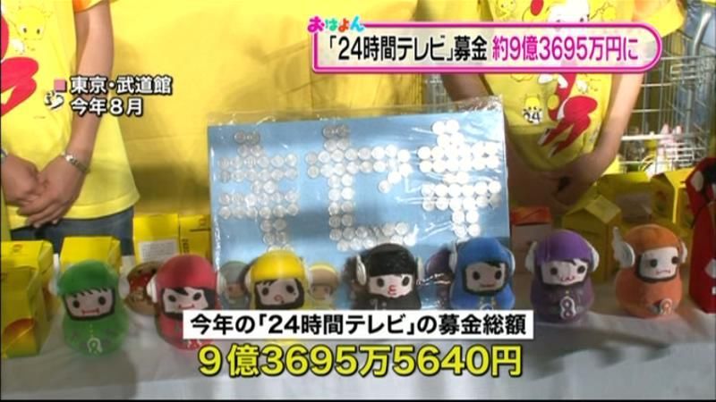 「２４時間テレビ」募金総額、約９億円に