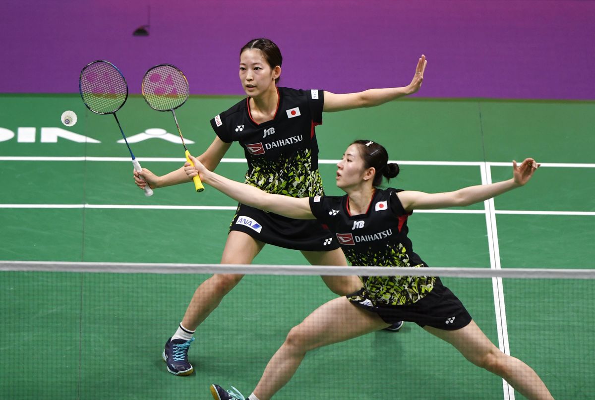 志田千陽選手、松山奈未選手のシダマツペア(写真：新華社/アフロ)